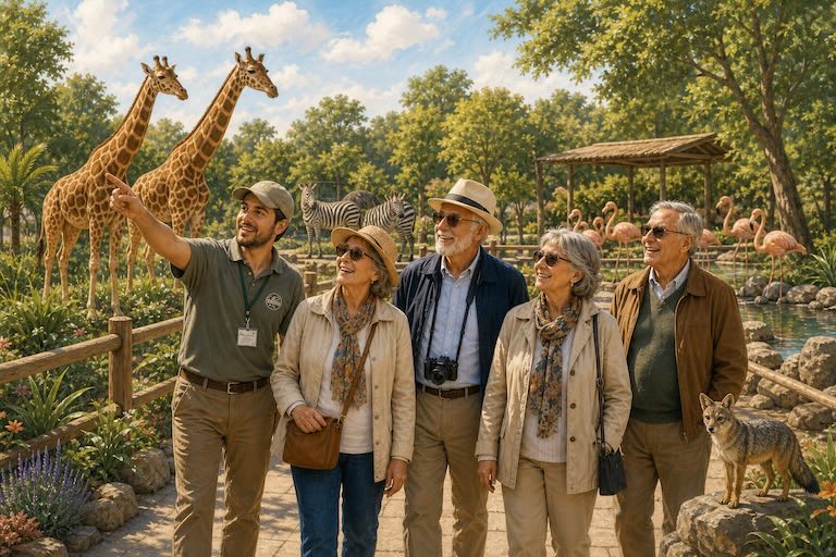 Adultos mayores visitando Buin Zoo