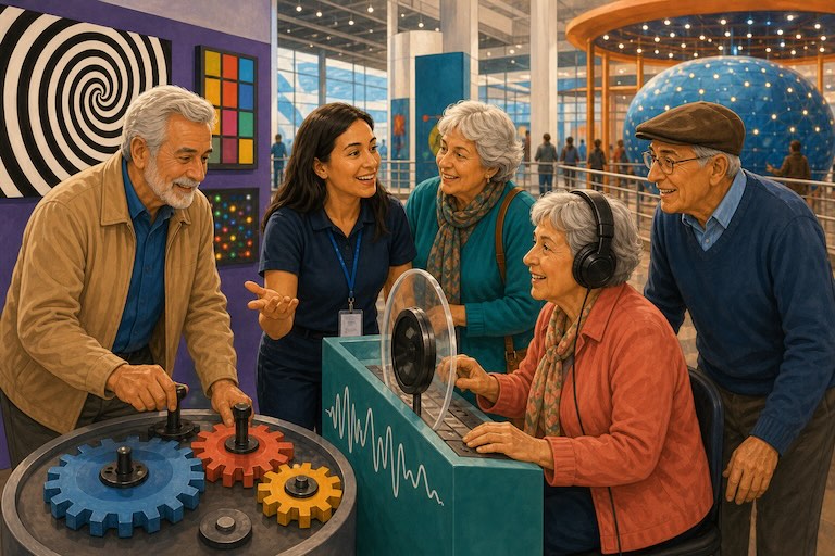 Adultos mayores en el Museo Interactivo Mirador